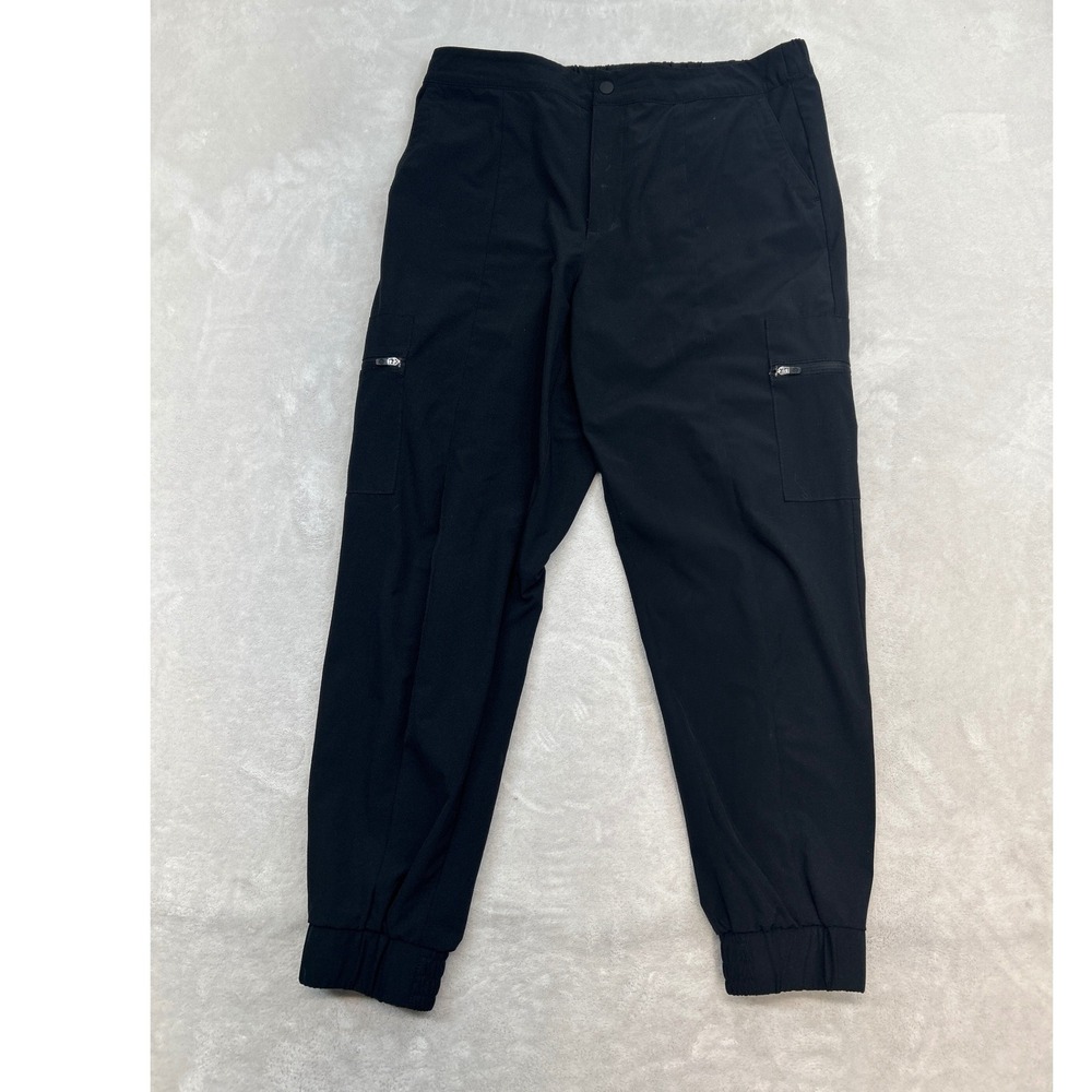 T by Talbots Cargo Jogger Women MP Black Elastic Waist Zipper Pockets Stretch